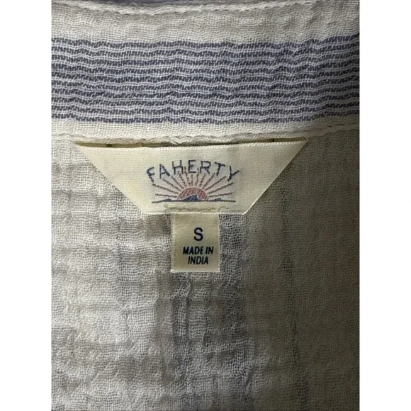 Faherty Organic Cotton Top Womens Small Gauze Striped Sleeveless Comfort‎ Casual - Picture 6 of 10